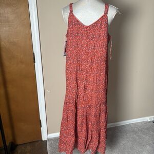 Joie Maxi Dress Tea Rose Tiered Maxi Dress Size L Lined Flowy Boho Geometric